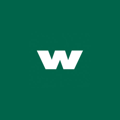 Bildmarke Weyland - transparentes/weißes "w", zentriert, auf grünem Hintergrund