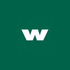 Bildmarke Weyland - transparentes/weißes "w", zentriert, auf grünem Hintergrund