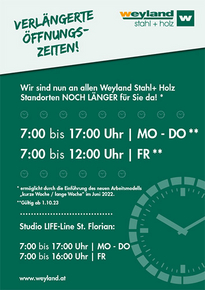 Verlängerte Öffnungszeiten